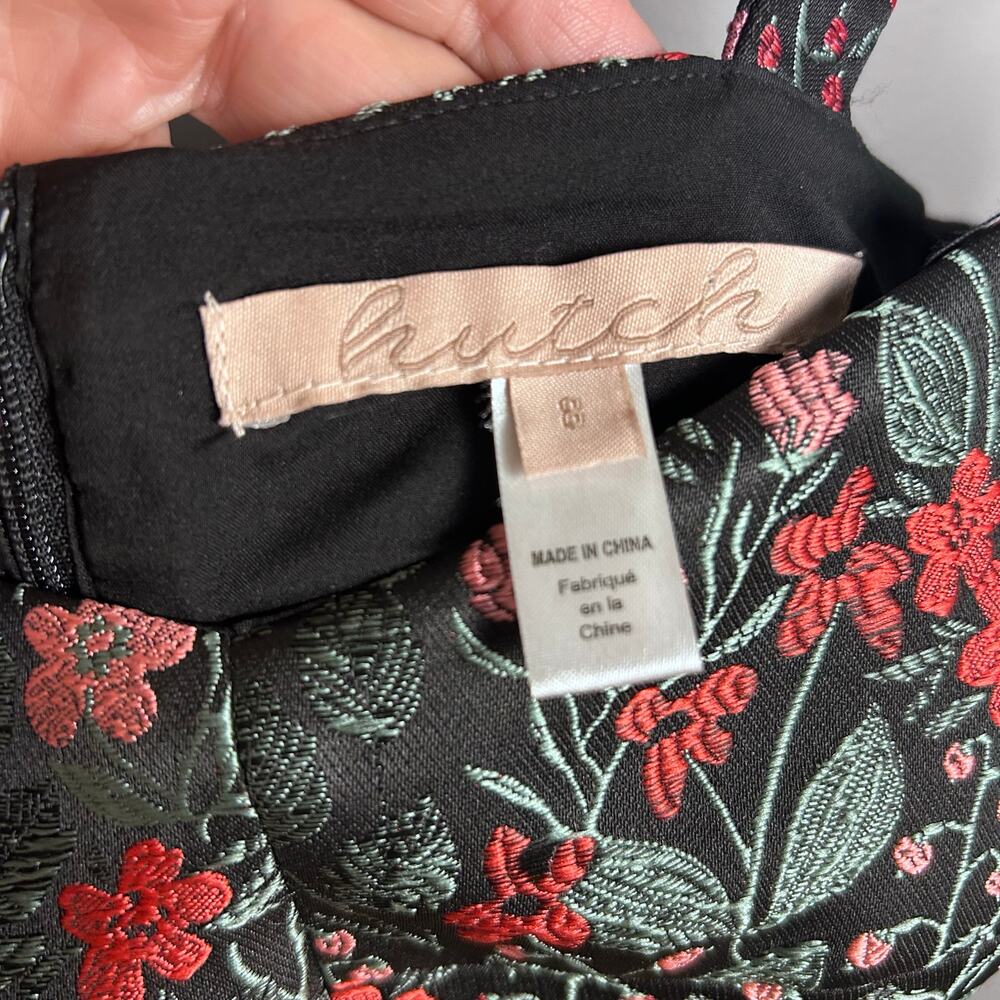 Anthropologie Hutch corset top size 8 jacquard floral bralette black metallic - Picture 6 of 7